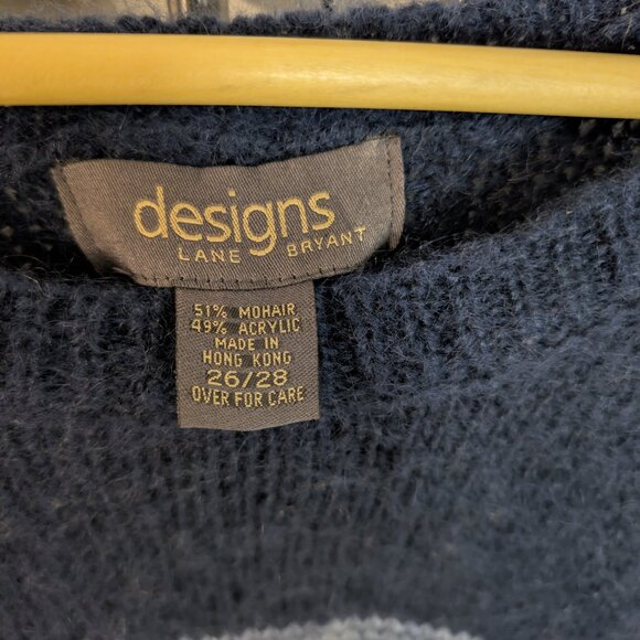 Lane Bryant Blue Mohair-Blend Rose Pattern Sweater | Women’s Plus Size 3X - Picture 7 of 9